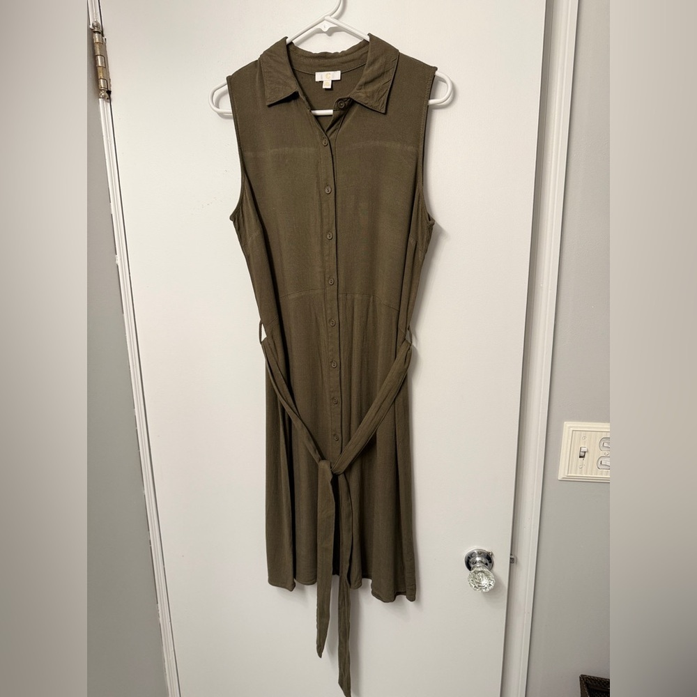 C Olive Midi Shirt Dress
